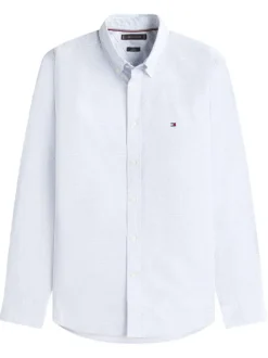 Chemise bleue en coton à coupe droite ornée d'un imprimé géométrique