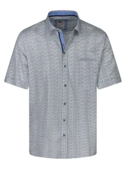 Chemise bleue à motifs avec une coupe droite et des manches courtes