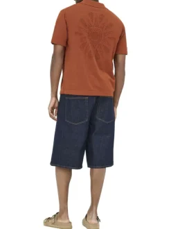 Chemise brique unie pourvue de manches courtes et d'une coupe droite
