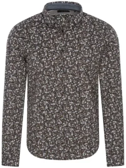 Chemise Caster Stretch en coton multicolore imprimé liberty avec une coupe droite et col italien