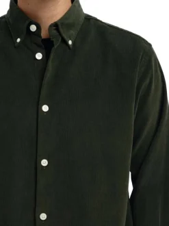 Chemise Danni Cord en coton biologique verte en velours côtelé et col américain