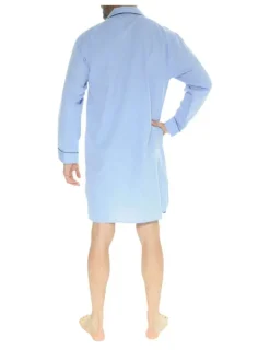 Chemise de nuit bleue ciel longue à col cranté et à fermeture boutonnée