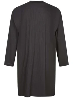 Chemise de nuit longue grise unie avec un col en V et des manches longues