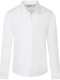 Chemise droite blanche unie à manches longues en coton avec col français