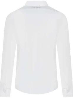 Chemise droite blanche unie à manches longues en coton avec col français