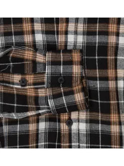 Chemise droite à carreaux avec poche, col français et manches longues