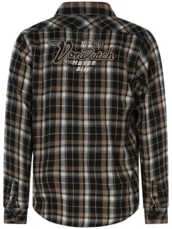 Chemise droite à carreaux avec poche, col français et manches longues