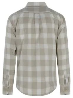 Chemise en coton beige à carreaux coupe regular et un col à revers