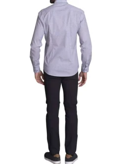 Chemise en coton beige imprimée avec une coupe droite à col français