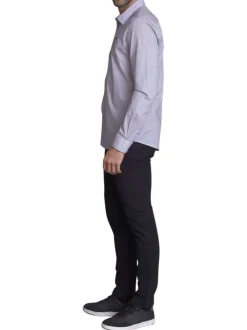 Chemise en coton beige imprimée avec une coupe droite à col français