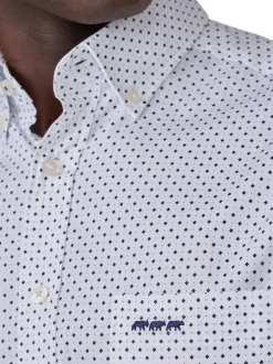 Chemise en coton biologique blanche à minis motifs et à col américain
