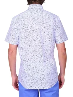 Chemise en coton biologique blanche unie à une coupe droite avec un col boutonné