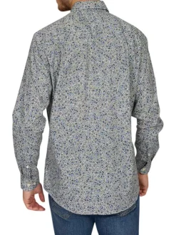 Chemise en coton biologique bleue à imprimé liberty et à coupe regular fit