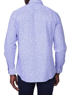 Chemise en coton biologique bleue à motifs floraux avec une coupe droite