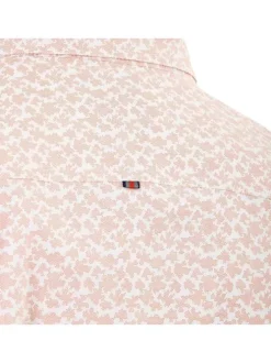 Chemise en coton biologique pêche imprimée coupe regular fit col américain