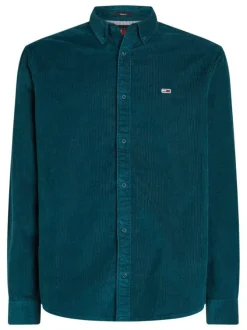 Chemise en coton biologique sapin unie avec une coupe droite et col américain