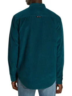 Chemise en coton biologique sapin unie avec une coupe droite et col américain
