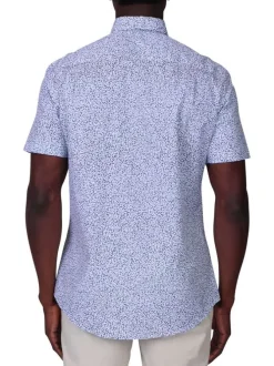 Chemise en coton biologique vert d'eau à motifs avec une coupe droite