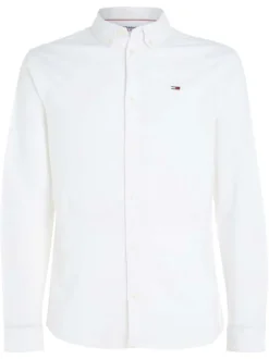 Chemise en coton blanc avec une coupe droite et un col français