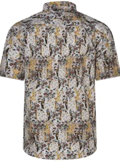 Chemise en coton blanche avec un imprimé abstrait de différentes couleurs