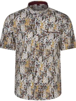 Chemise en coton blanche avec un imprimé abstrait de différentes couleurs