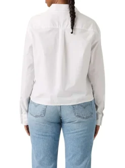 Chemise en coton blanche à coupe ajustée pourvue d'un col à revers