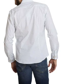 Chemise en coton blanche à coupe droite ornée d'un motif abstrait