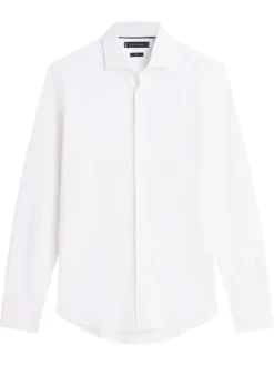 Chemise en coton blanche à coupe droite pourvue d'un col à revers