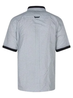 Chemise en coton blanche et bleue à motifs avec une coupe droite