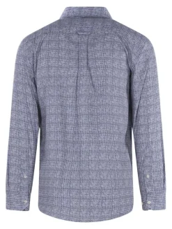 Chemise en coton blanche et marine fleuri avec une coupe regular fit