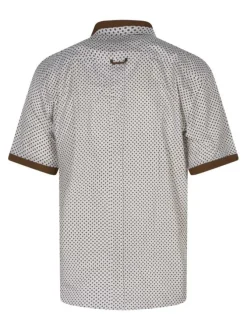Chemise en coton blanche et marron à motifs avec une coupe droite