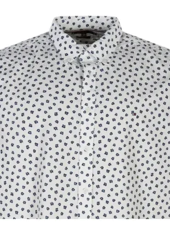 Chemise en coton blanche fleurie à coupe regular fit et col américain