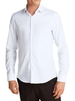 Chemise en coton blanche à imprimé all-over cachemire et à coupe ajustée