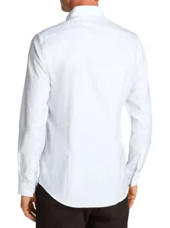 Chemise en coton blanche à imprimé all-over cachemire et à coupe ajustée