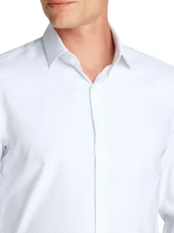 Chemise en coton blanche à imprimé all-over cachemire et à coupe ajustée
