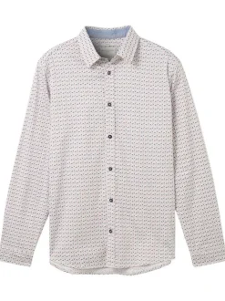 Chemise en coton blanche imprimé avec une coupe droite et un col français