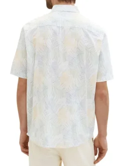 Chemise en coton blanche imprimée avec un col français et une coupe droite