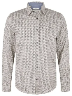 Chemise en coton blanche imprimée avec une coupe droite et un col français