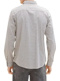 Chemise en coton blanche imprimée avec une coupe droite et un col français