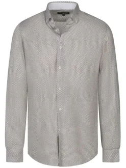 Chemise en coton blanche imprimée à col français et coupe droite