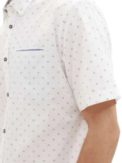 Chemise en coton blanche imprimée coupe droite avec un col français