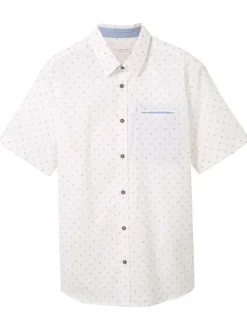 Chemise en coton blanche imprimée coupe droite avec un col français