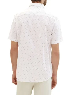 Chemise en coton blanche imprimée coupe droite avec un col français