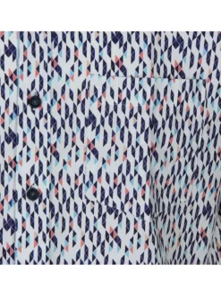 Chemise en coton blanche imprimée géométrique avec un col français