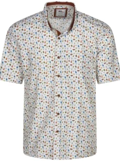 Chemise en coton blanche imprimée par des visages avec un col français