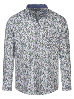 Chemise en coton blanche à imprimé liberty avec un col américain