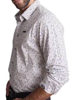 Chemise en coton blanche à imprimé liberty et à coupe regular fit