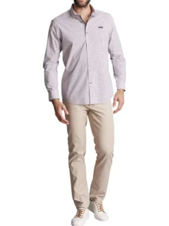 Chemise en coton blanche à imprimé minis formes géométriques et à coupe regular