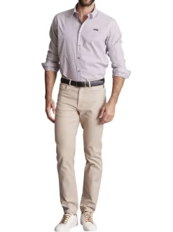 Chemise en coton blanche à imprimé minis formes géométriques et à coupe regular