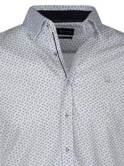 Chemise en coton blanche à minis motifs avec une coupe slim et le logo brodé